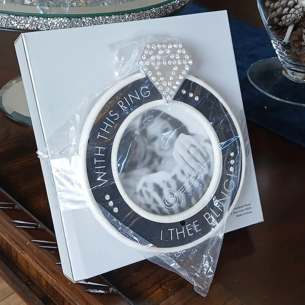 New Elegant Black and Silver Wedding Gift Photo Frame By Bed Bath And Beyond